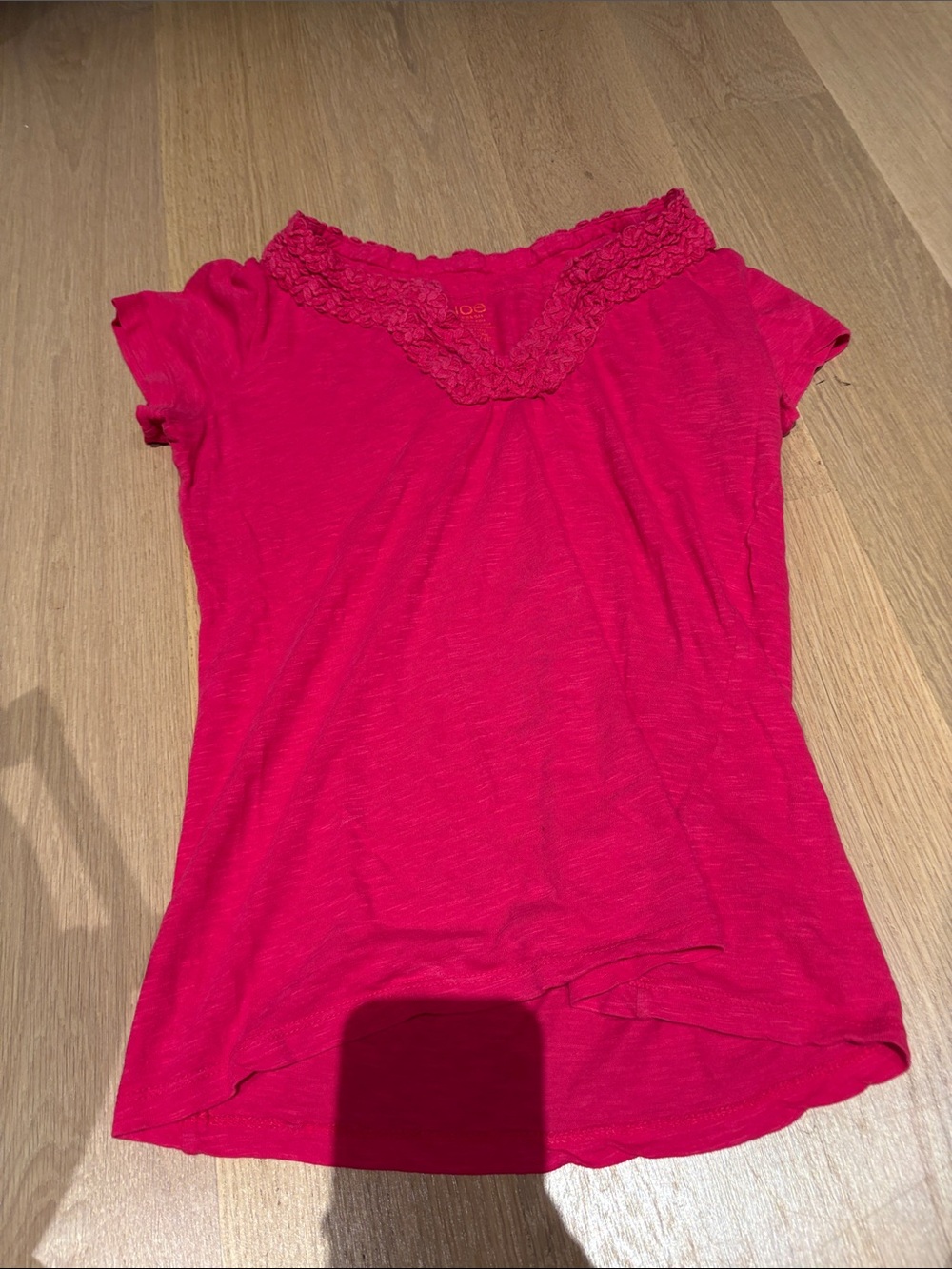 Joe Fresh Hot Pink Short Sleeve Tee with Lace V-Neck